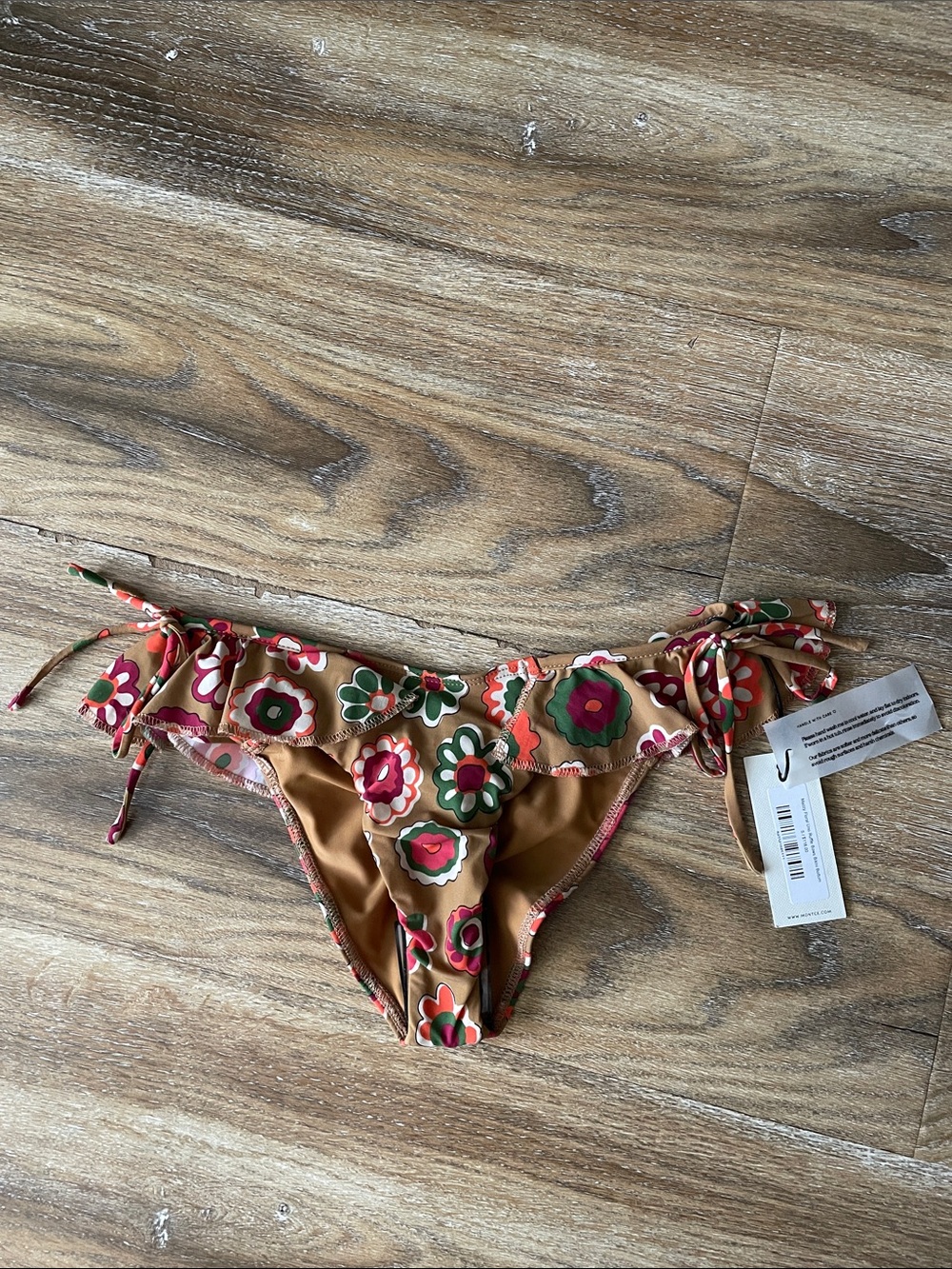 Montce Mazzy Floral Uno Ruffle Bows Bikini Bottom NWT